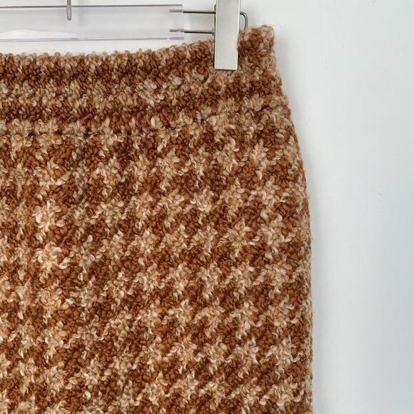 Miu Miu Brown Checkered Rear Slit Wool Blend Skirt Size 44 Made In Italy - Picture 7 of 8